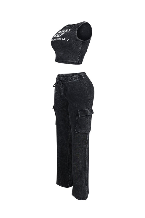 Money Dep Mineral Washed Top & Pants SET
